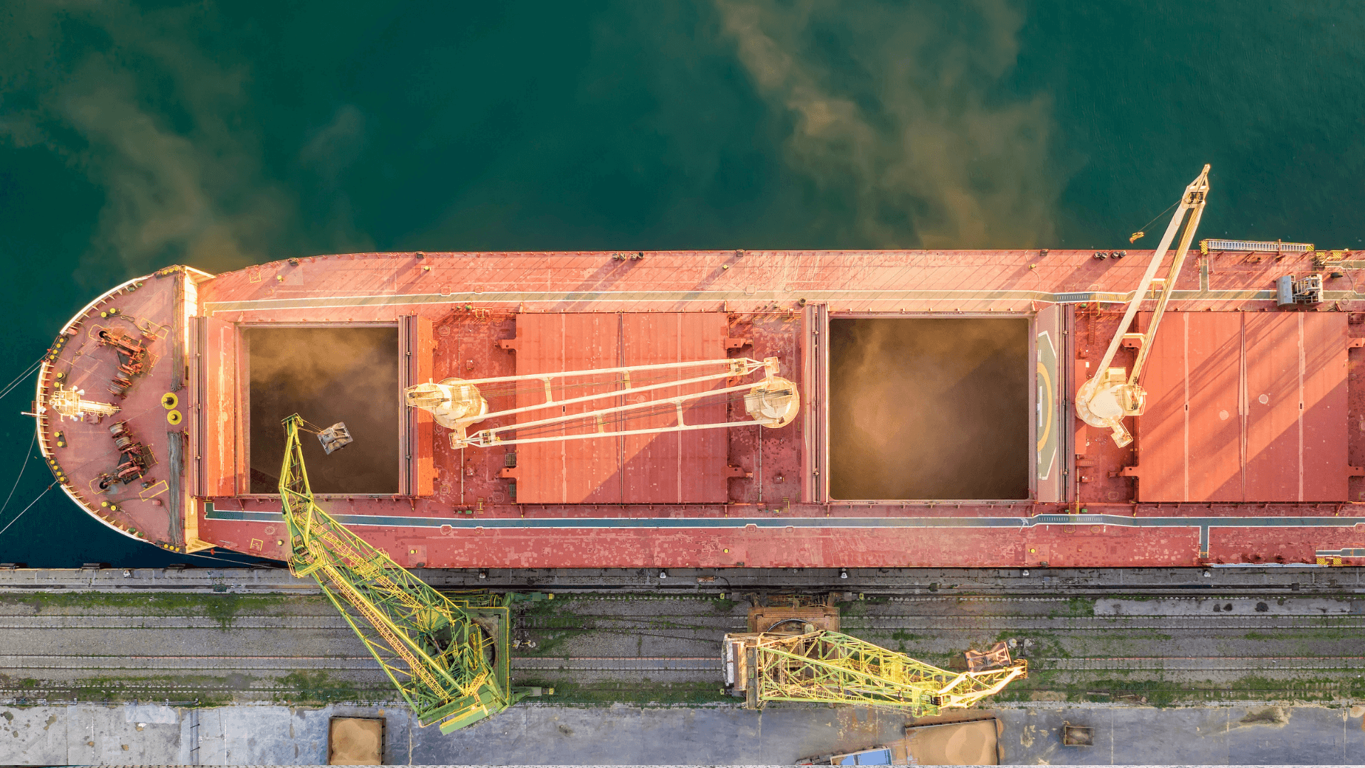Ship being loaded with grain